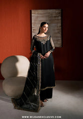 Neeshay Stitched Raw Silk Collection - 2025 RS-03 BLACK